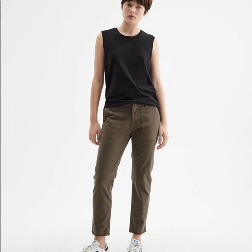 Nili Lotan Jenna Pant Mocha Brown Straight Cargo Raw Hem Cotton Twill 2